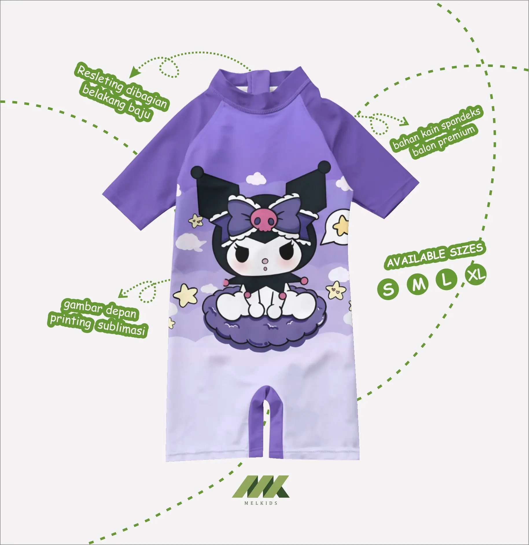 KUROMI BAJU RENANG ANAK KARAKTER KORUMI TERBARU