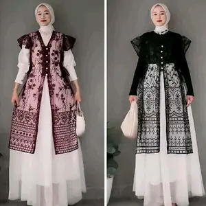 Kamaniya Outer Tunic Brocade Lace Atasan Wanita / Outer Tunic Brukat / Outer Kondangan / Outer Lebaran Pesta Mewah Cantik