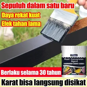 【Penghilangan karat dalam 1 detik】Cat anti karat Metal Pengeringan cepat 6 jam Cat penghilang karat Kirim alat Anti Rust Paint for Metal Quick Drying Rust Remover Rust Converter for Rusty Metal Steel Stair Railings Rusty Color steel tile Hitam Baja Besi