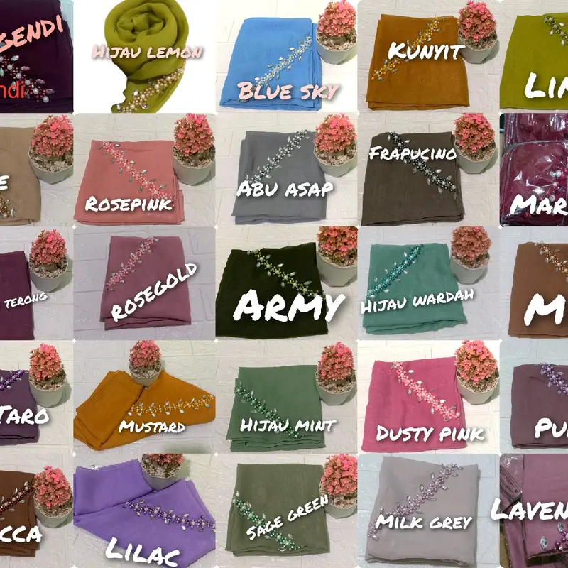 Paket Hemat 6 pcs Hijab Segiempat Payet Bando Mutiara Bella Squere Kerudung Pesta Muslim - Square, Simple Instan Kondangan Mewah - Tebal 2