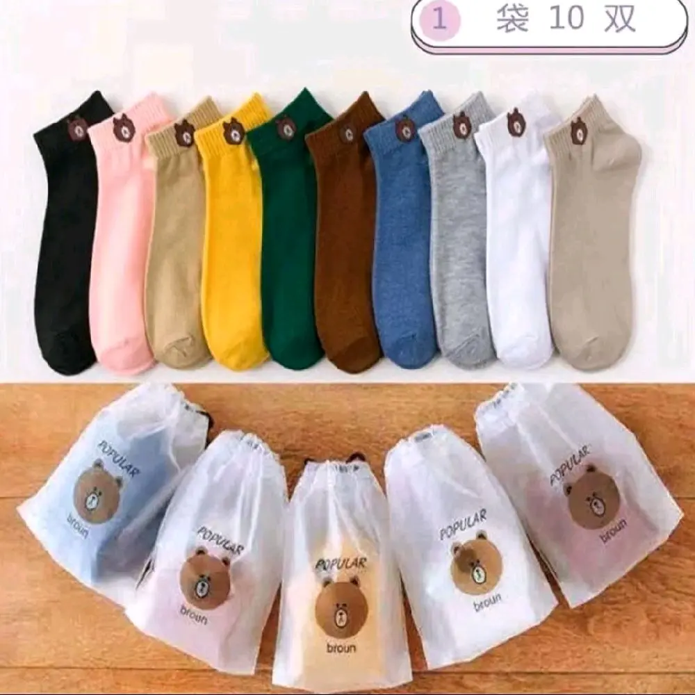Kaos Kaki Isi 10 Pasang Warna-warni Free Pouch / Kaos Kaki Anak Warna-warni