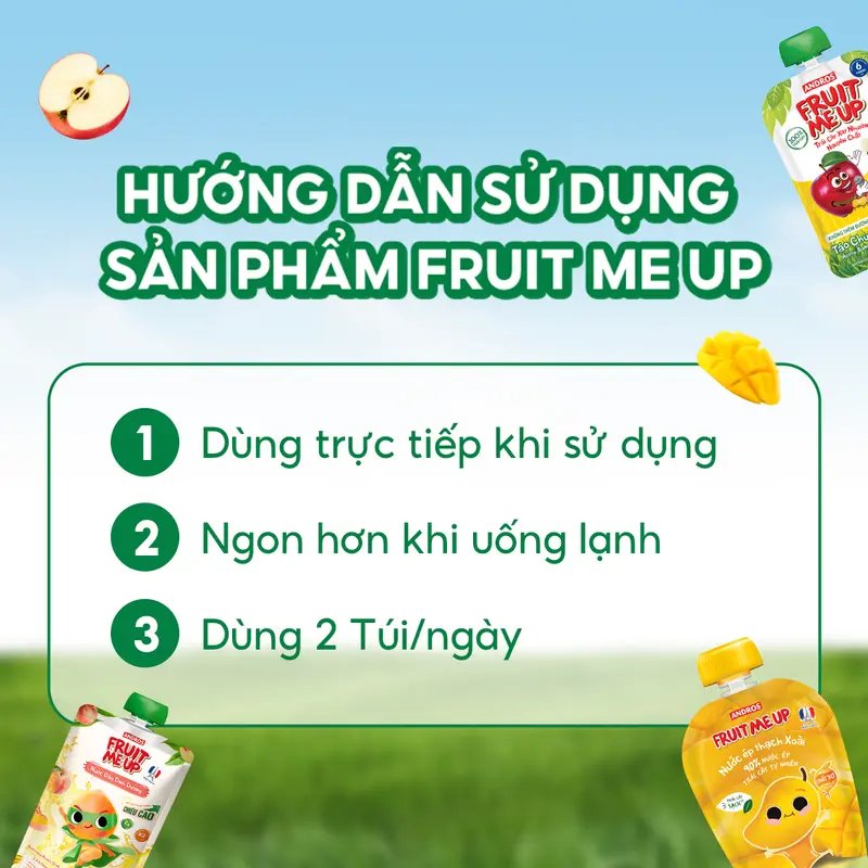 Combo 10 Túi Trái Cây Xay Nhuyễn -  Bữa Phụ Trái Cây Nghiền Nhuyễn Mịn - ANDROS FRUIT ME UP - 90gx10 3