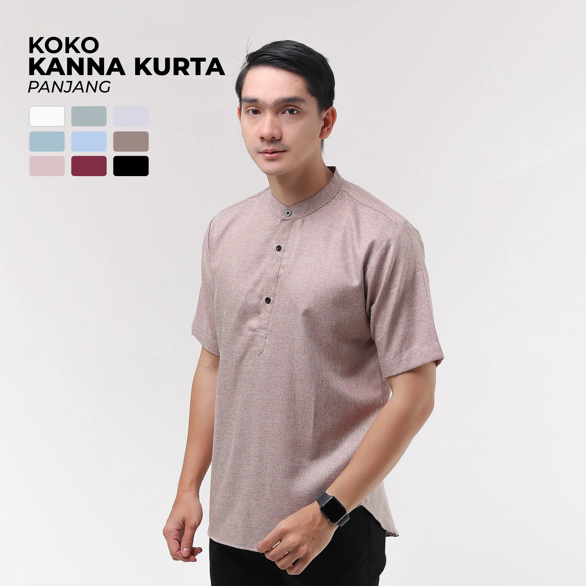 Baju Koko Kurta Pria Muslim Lengan Pendek Premium Katun Nyaman dan Lembut - Stylelaki KANNA