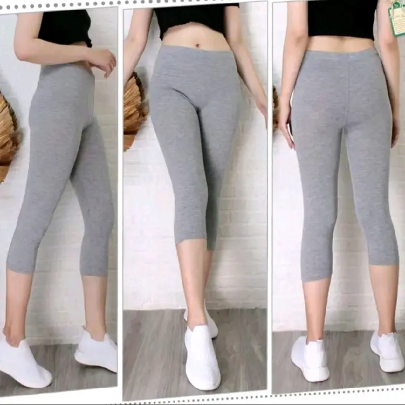 lejing 7/8 isi 3pcs bahan kaos rayon berkualits premium leggings Wanita Dewasa Celana kpop regular legging 1