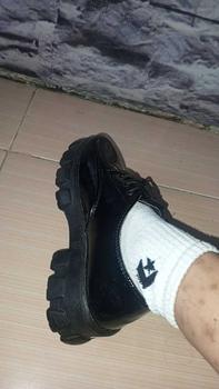 Product Review of Lovely Sepatu Sekolah Docmart Wanita Loafers Hitam Terbaru 2024 Fashion Korean Style Premium Import Quality R-15 Bisa COD Karet Shoes Kerja Hitam Kasual from T** 3