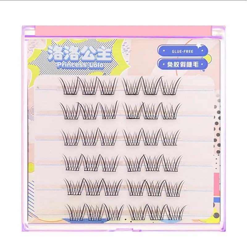 Glue-free self-adhesive false eyelashes natural thick single cluster easy to apply for beginners makeup cosmetics long-lasting wear 0