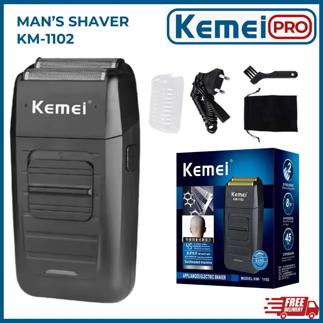 KEMEI 1102 Shaver Kumis Jenggot Kemei KM 1102 Cukuran Kumis Jenggot Botak Kemei KM-1102 Rechargeable Cordless Hair Trimmer KM1102