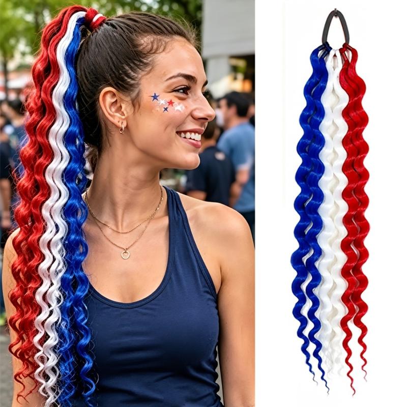 Phụ Kiện Tóc Cosplay Tổng hợp Tóc đuôi ngựa xoăn sâu có dây thun Chịu nhiệt Tóc…