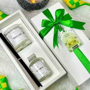 Hampers Idul Fitri Lilin Aromaterapi - Souvenir Lebaran Reed Diffuser - Kado Ramadhan Ramadan  Unik - Gift Eid Mubarak Scented Candle