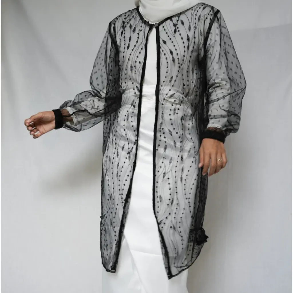 Outer Long Kondangan Simple Kombinasi Lengan Tile Polkadot