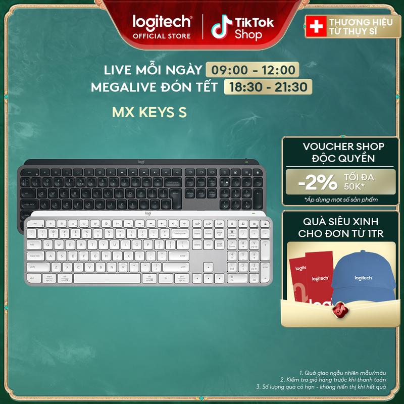  Bàn phím không dây Logitech MX Keys S - Low Profile yên tĩnh Đèn nền Bluetooth Sạc USB-C ban  phim 