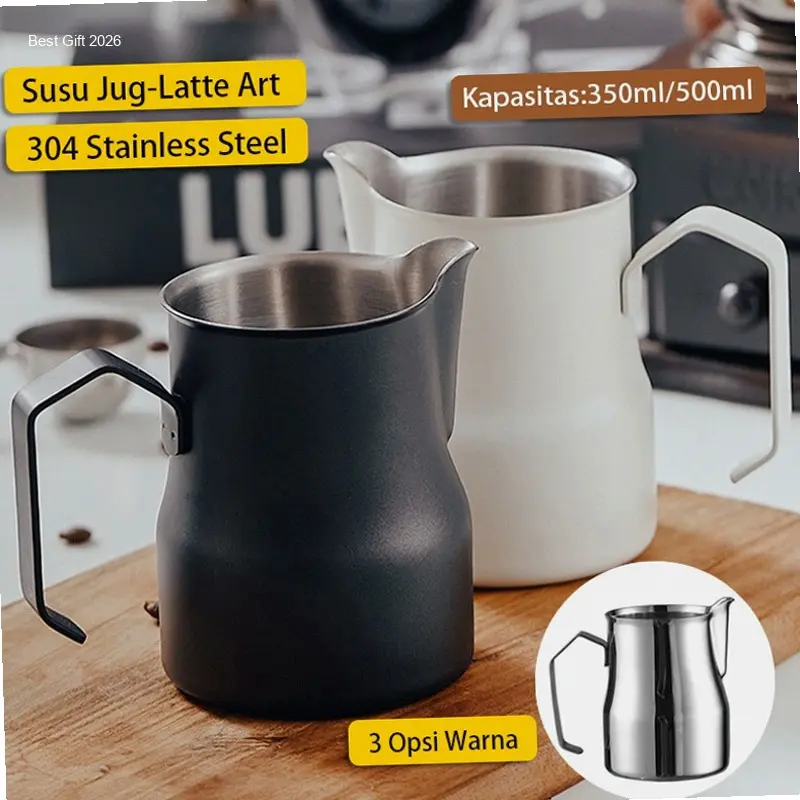 Milk Jug Stainless Steel Gelas Pitcher Kopi Coffee Espresso Latte Barista Professionals Tool (Latte Art) Kendi Buih Susu 350ml/500ml | Hot Item