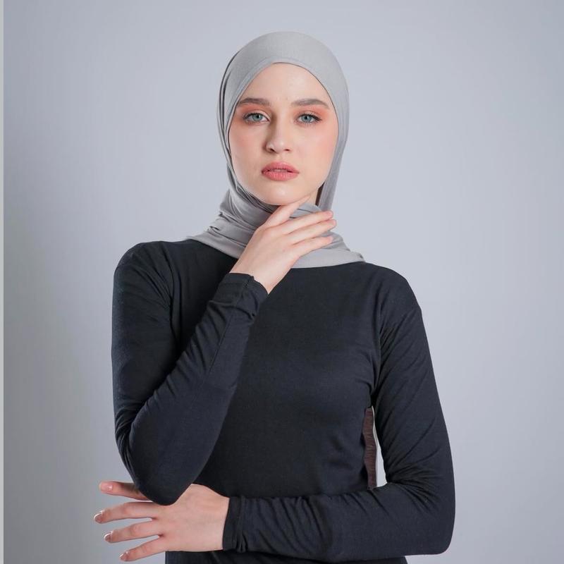 RAJA BERGO-PASHMINA KAOS/PASHMINA KAOS RAYON SUPER/PHASMINA OMAN(TURKEY SHAWL) Kerudung Muslim Panjang Jilbab Hitam Basic 3