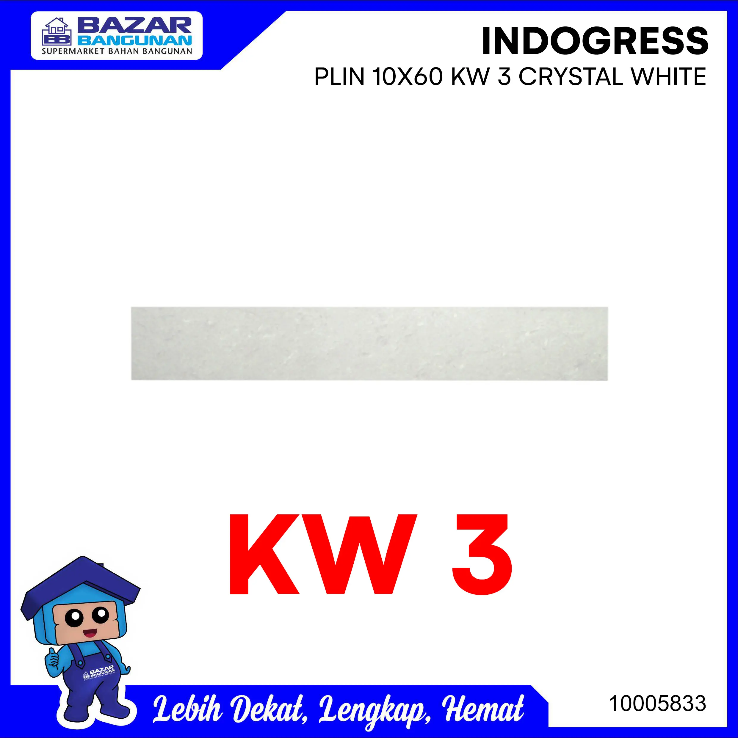 Indogress - Plint + Plin List Lantai Granite Granit 10X60 Crystal White Polish