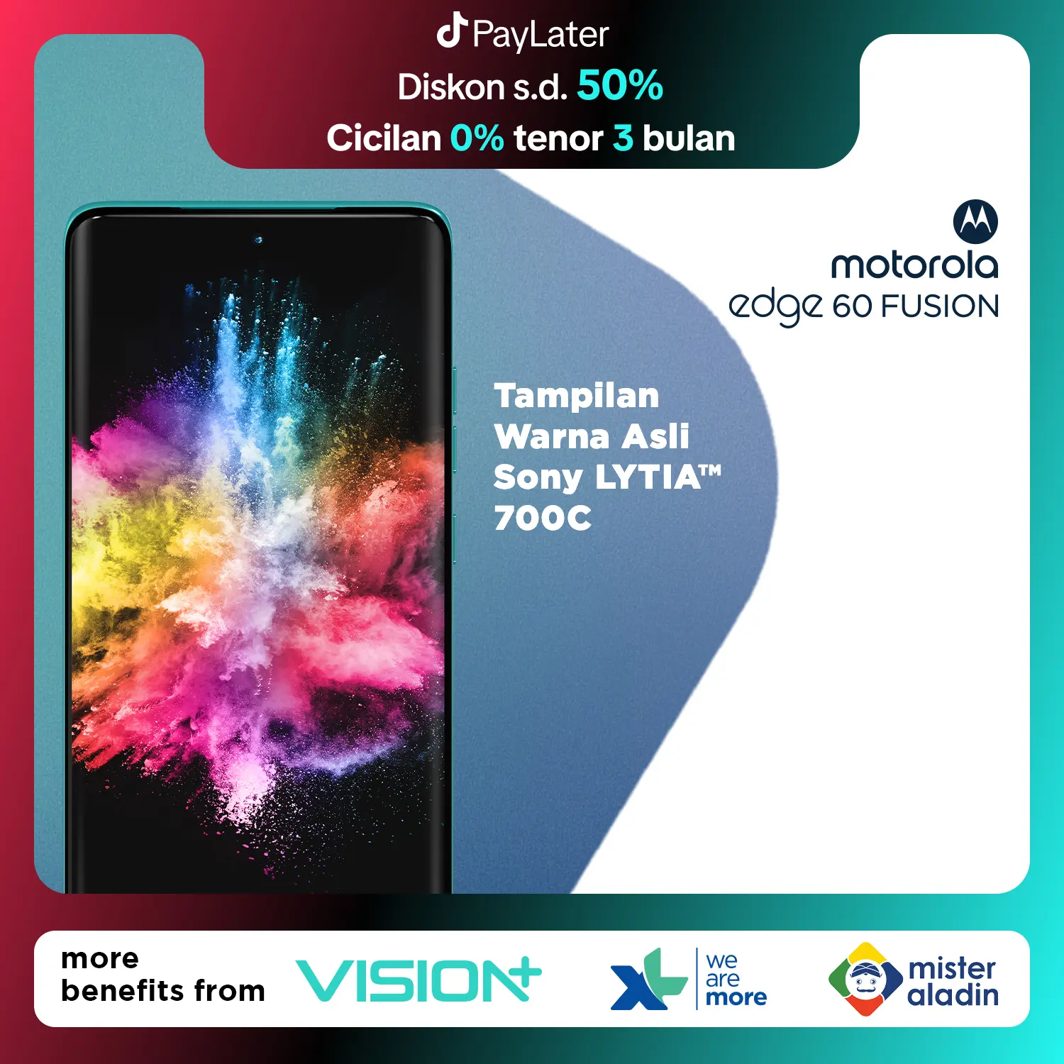 Motorola Edge 60 Fusion 5G 12/256GB - Moto AI - MTK Dimensity 7400 - 4500 nits - 6.7 inch 4D Curved Display - Gorilla Glass 7i - 120Hz - 50MP Main Camera Lytia 700C - 32MP Selfie - 5500mAh - NFC - Dolby Atmos Stereo - Bonus Charger 68W & Hard Case