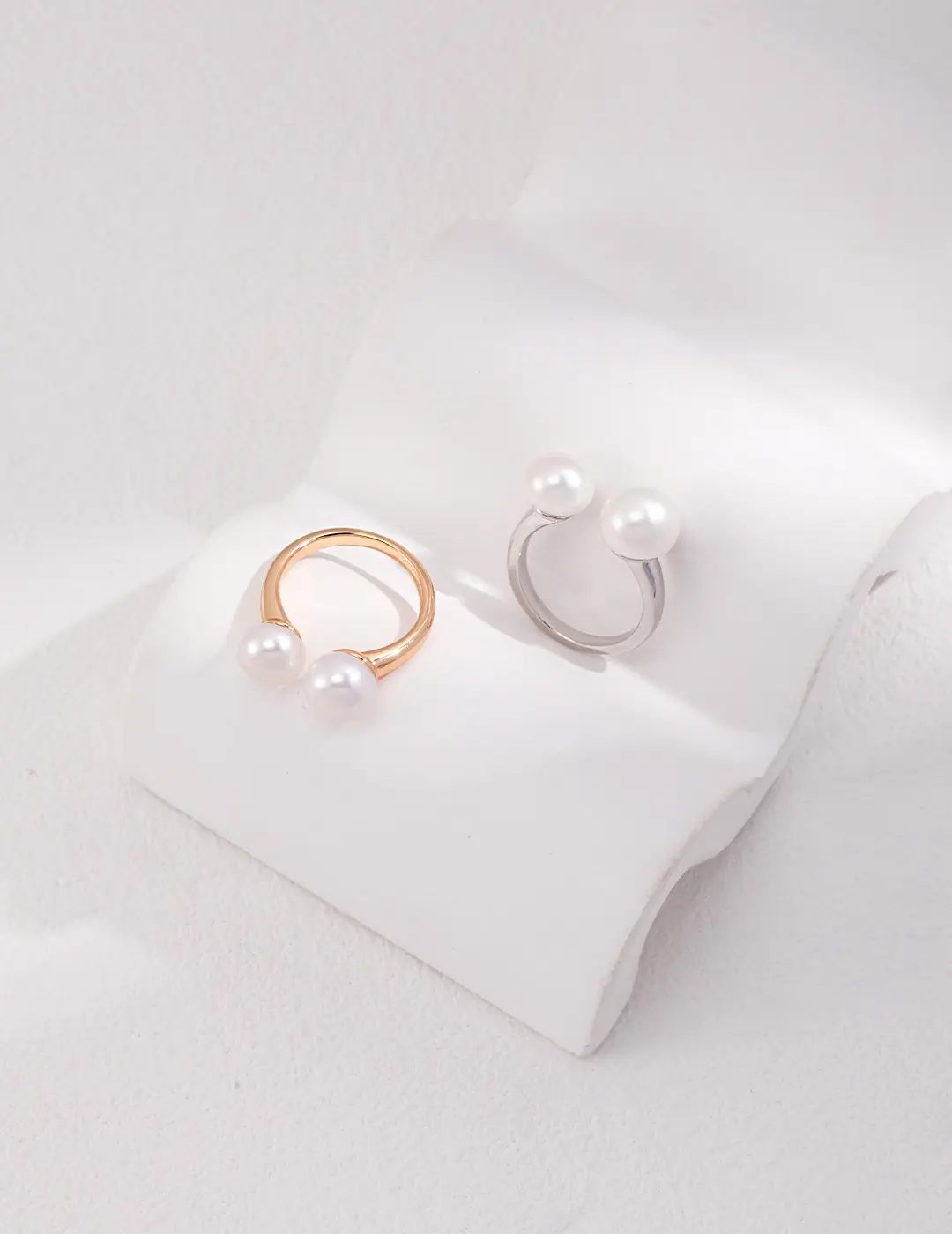 AuraNova 18K Gold Plated - Double Freshwater Pearls Ring - Fashionably Elegant