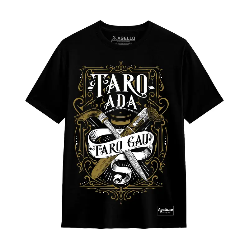 AGELLO  KAOS PREMIUM CULTURE TARO ADA TARO GAU KATUN COMBED 24S HITAM 1