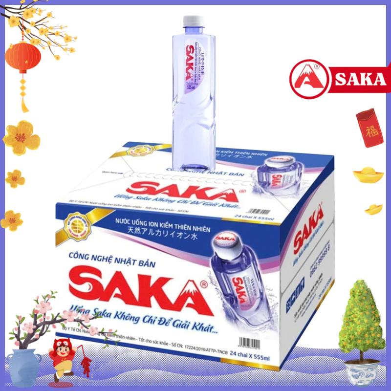  Thùng 24 Chai Nước Uống Ion Kiềm Đóng Chai Saka 555ml - Nước uống Detox với Công Nghệ Điện Phân Ion Kiềm Nhật Bản - Nước khoáng việt nam vn 