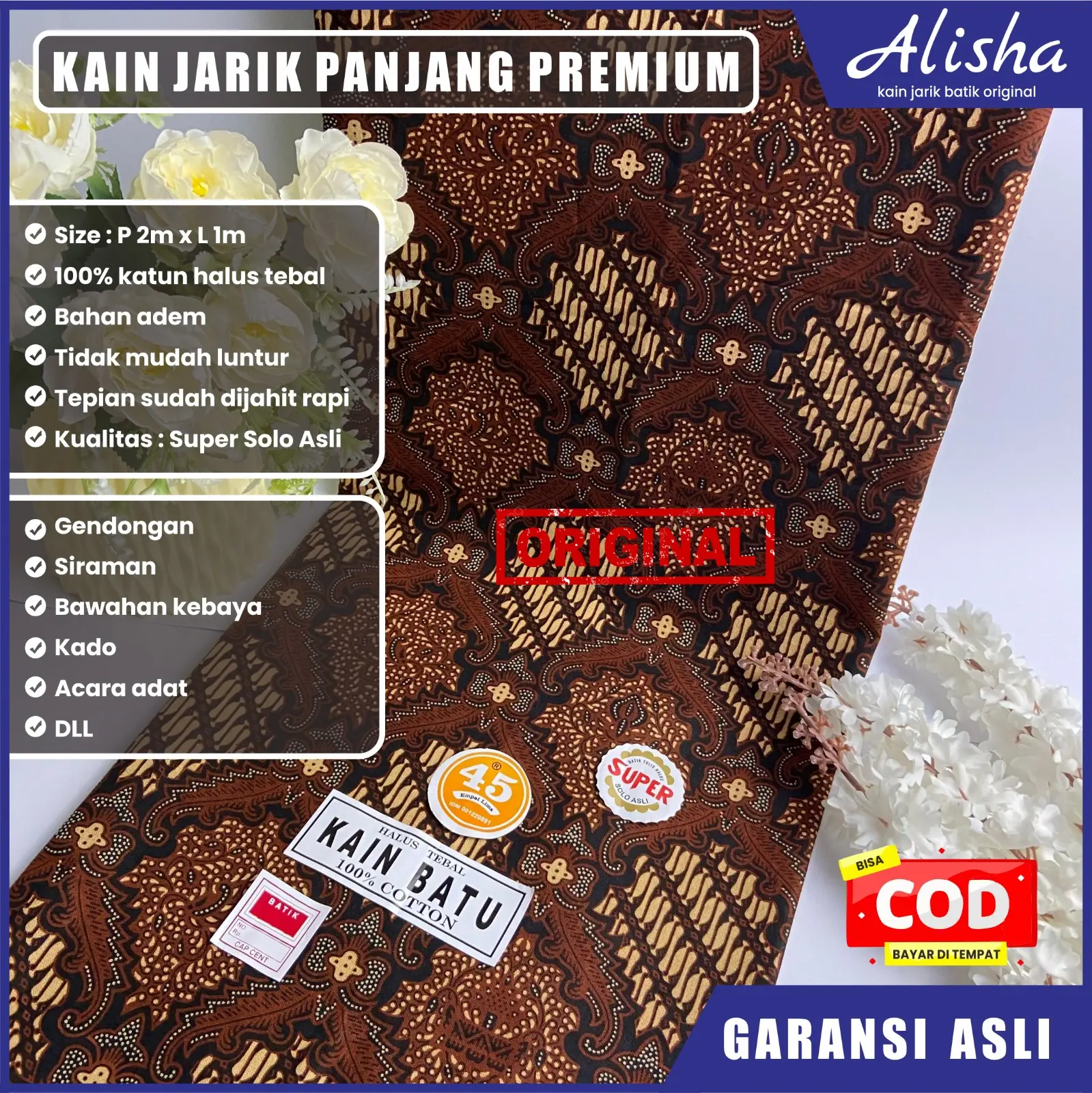 ALISHA KAIN JARIK PREMIUM (KJ-7) kain batik modern - kain batik panjang - jarik jawa asli - jarik kekinian - jarik ibu melahirkan