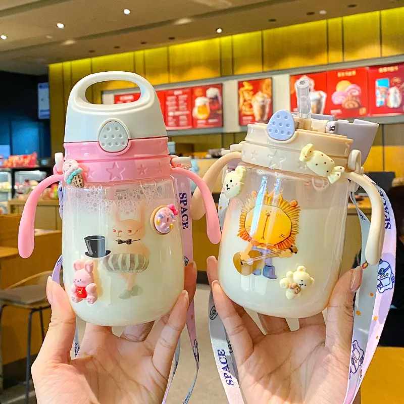 Baby Bottles for Learn Drink Children Cup Dual-use Carrier Bite Gravity Ball Bottle Feeding(350ml)