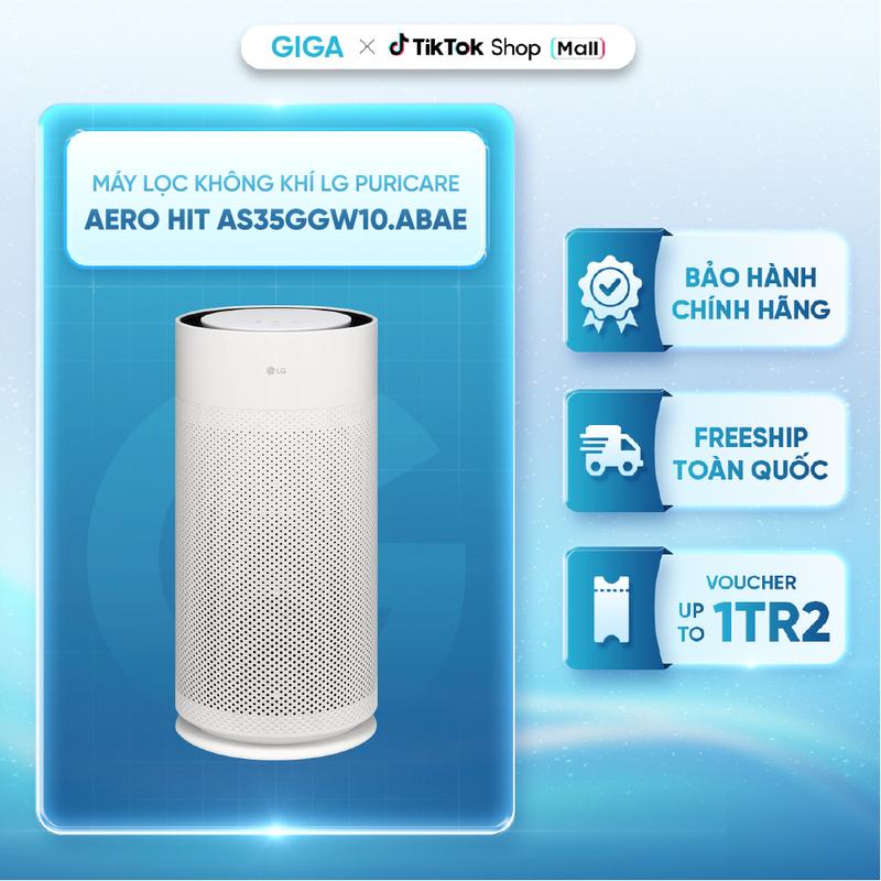   HOT DEAL  Máy lọc không khí LG PuriCare Aero Hit AS35GGW10.ABAE - Hiệu quả phạm vi 34m2 - Cảm biến bụi mịn PM 1.0 