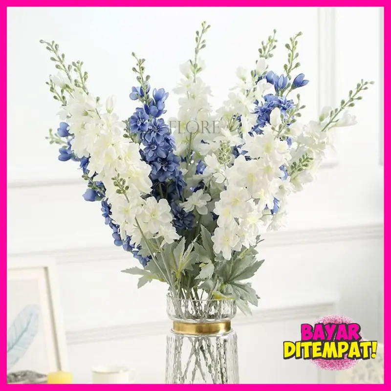 Bunga Snapdragon Cabang2 Bunga Delphinium Sedap Malam/Bunga Artificial Dekorasi/ Bunga Palsu Sedap Malam Dekorasi Tulip (W-189-9) 6