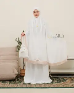 LMW - Jumana Blanc White Series - Mukenah Putih Rayon Premium Dewasa Renda