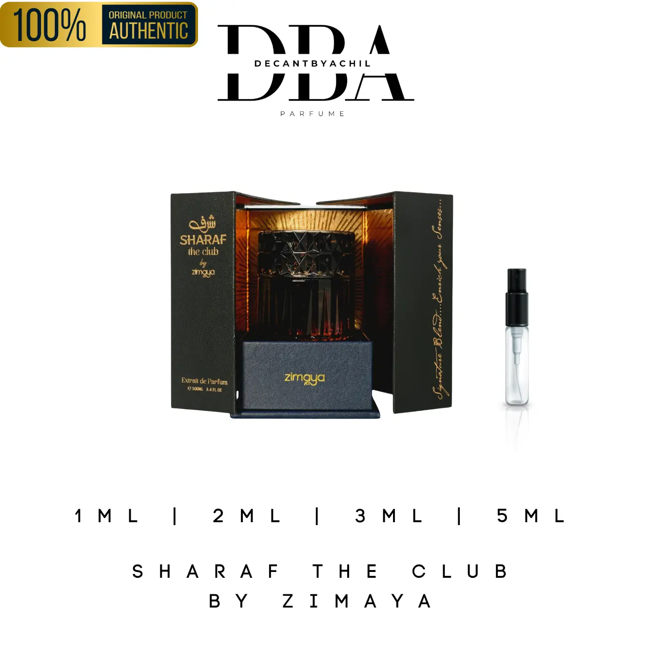 Zimaya Sharaf The Club Extrait de Parfume  - Decant - Travel Size - Tester Parfum Pria