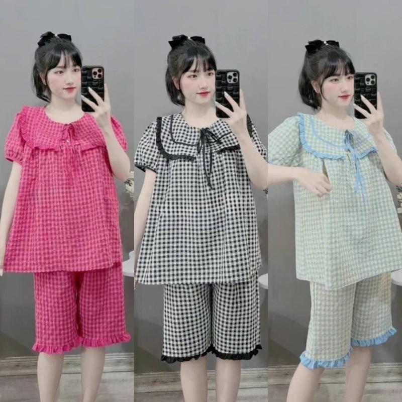 Bộ Lửng bầu - bộ đũi xốp kẻ to - bộ lửng bầu kẻ viền