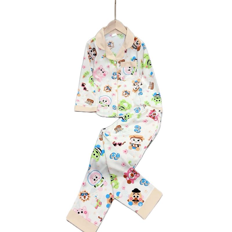 MÃ 12: 22-48kg( SIZE ĐẠI). Bộ quần dài áo tay dài cổ bẻ pijama thiết kế size đại chất liệu LỤA MANGO .Bộ mặc nhà mềm mịn mát không nhăn Quần Ngủ Áo Ngủ Tay Loe đồ  ngủ Top Ống Loe