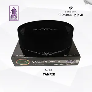 Songkok Lukis PONDOK INDAH Hitam Lukis Motif TANVIR Beludru Premium
