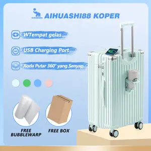 【AIHUASHI88 KOPER】A803 Koper Berkapasitas Besar, Multifungsi, Rak Air, Port Pengisian USB, Gantungan Tas, Bahan ABS+PC, Koper Mini untuk Gadis" KOPER STUDY TUOR Kabin koper  bagasi koper  travel koper  kabin penanda  koper tour