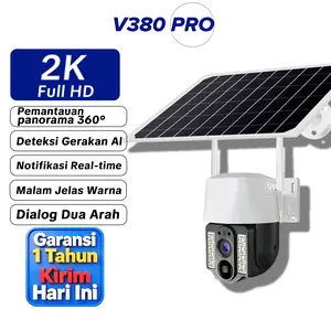 V380 Pro 4G WIFI Kamera CCTV Luar Ruangan 6MP HD Tenaga Surya Nirkabel PIR Baterai Daya Rendah