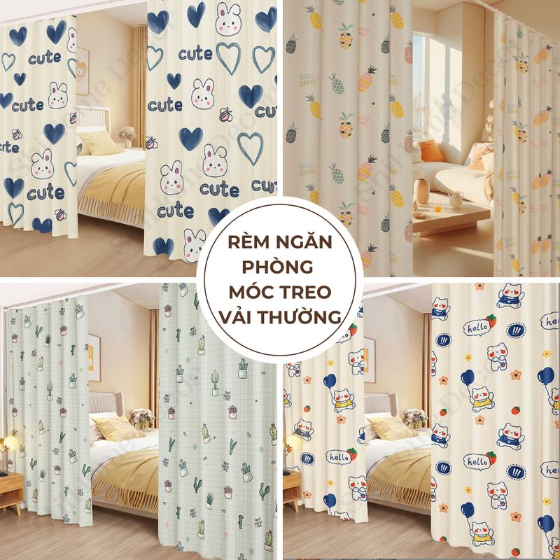 Rèm Che Cửa Sổ Ngăn Phòng, Gác Trọ Móc Treo Bằng Chất Vải Polyeste Nhiều Họa Tiết, Mẫu Dộc Quyền Giá Tại Xưởng