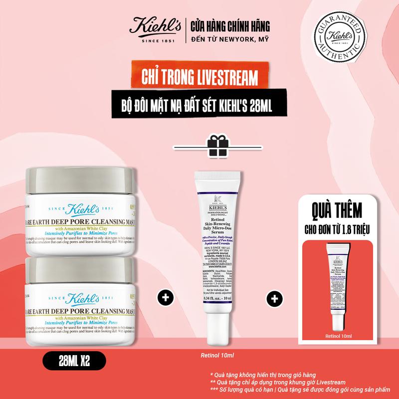 [DEAL ĐỘC QUYỀN][VOUCHER 250K] Combo 2 Mặt nạ đất sét Kiehl's Rare Earth Deep Pore Cleansing Masque 28ml