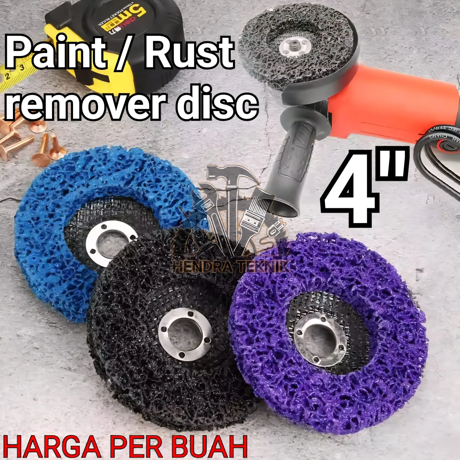 CLEAN & STRIP DISC 4" AMPLAS PERONTOK CAT 100mm PAINT REMOVER 10cm GRINDA PEMBERSIH CAT KARAT KERAK