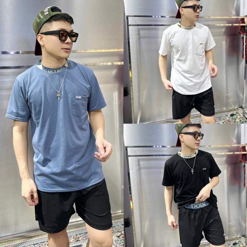 BB31 bộ thể thao nam áo chất cotton quần gió phối màu hoạ tiết thêu đơn giản