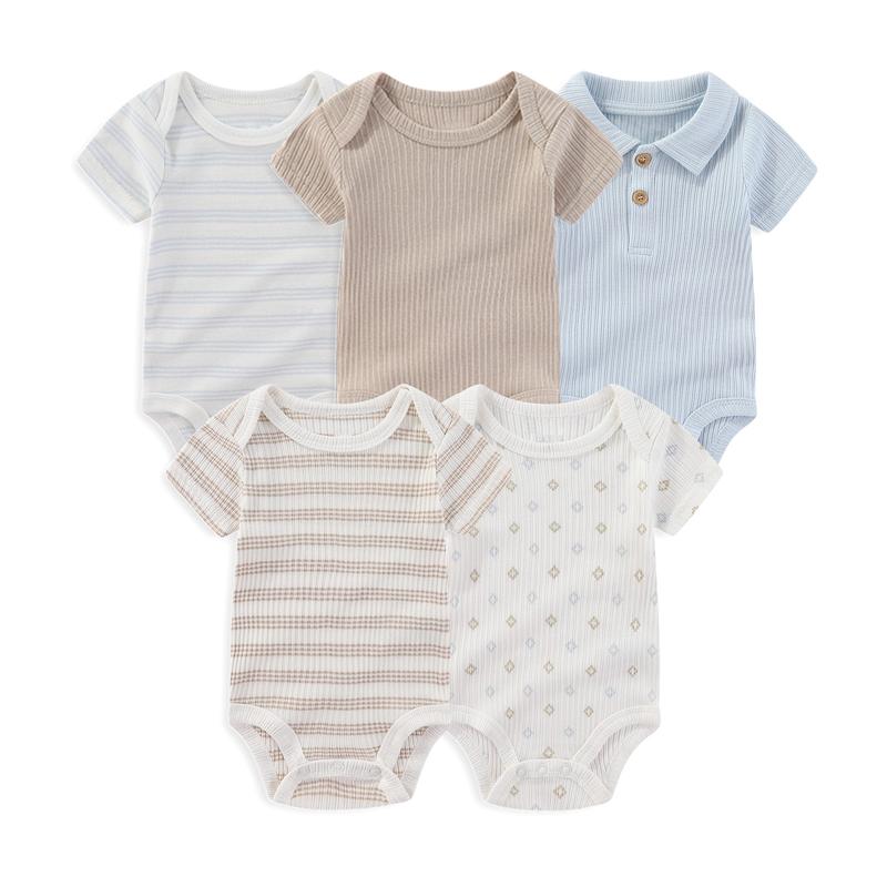 Quần Áo Trẻ Em Đồ Áo Jumpsuit Quần Cho Em Bé Kiddiezoom Bộ 5 Món Cotton Nguyên Chất Thích Hợp Cho Tất Cả Các Mùa Không In Hình Cho Bé Trai Và Bé Gái 0-12 Tháng Quần Áo Sơ Sinh jumpsuit baby