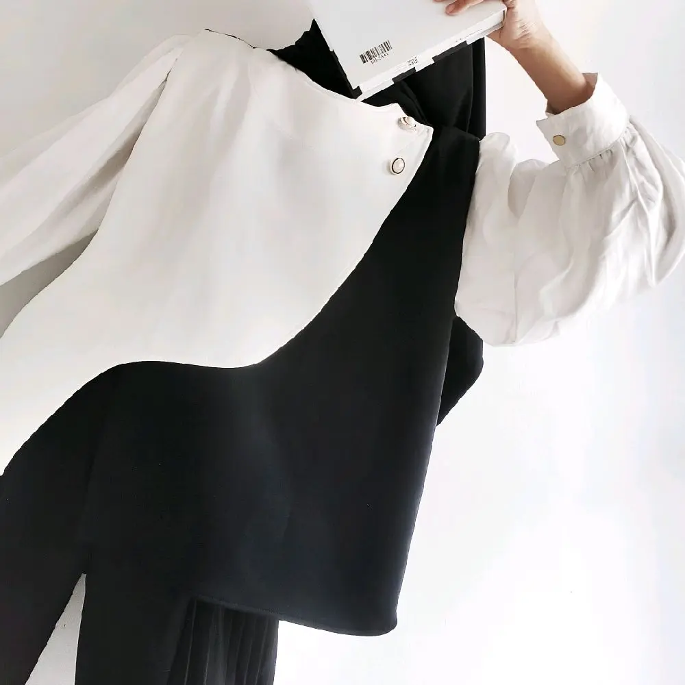 minimalistyle - ESTELLA Two Tone Vest Dua Warna Hitam Putih Scuba Premium Rompi Wanita Basic Blazer