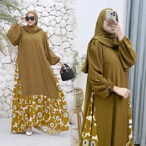 Gamis Crincle Kombinasi Rayon Diamond Set Hijab Polos