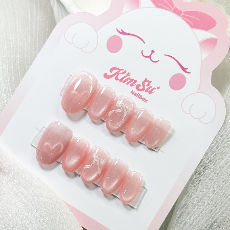 [M207] KimSu Nailbox thiết kế mắt mèo ẩn trái tim và nơ