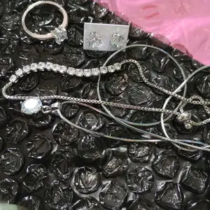 SET PERHIASAN TITANIUM SILVER SERUT MEWAH BERKILAU