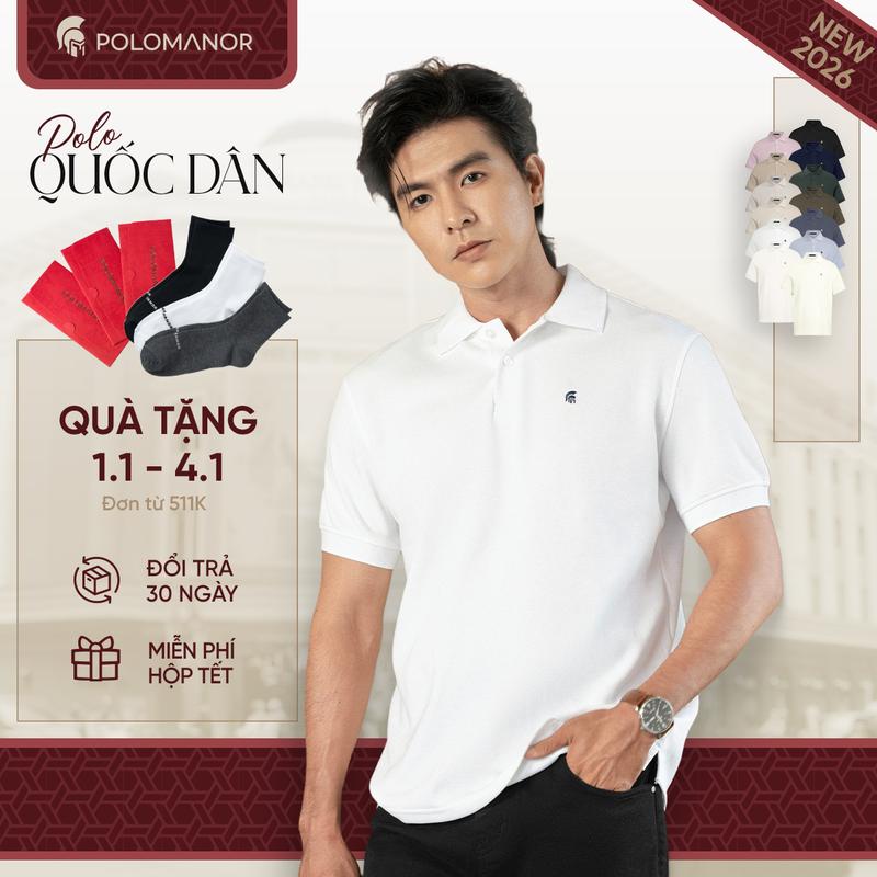  Áo polo nam Có Cổ BASIC SYMBOL ngắn tay vải cá sấu cotton Pique interlock cổ điển sang trọng Menswear - POLOMANOR thanh lịch 