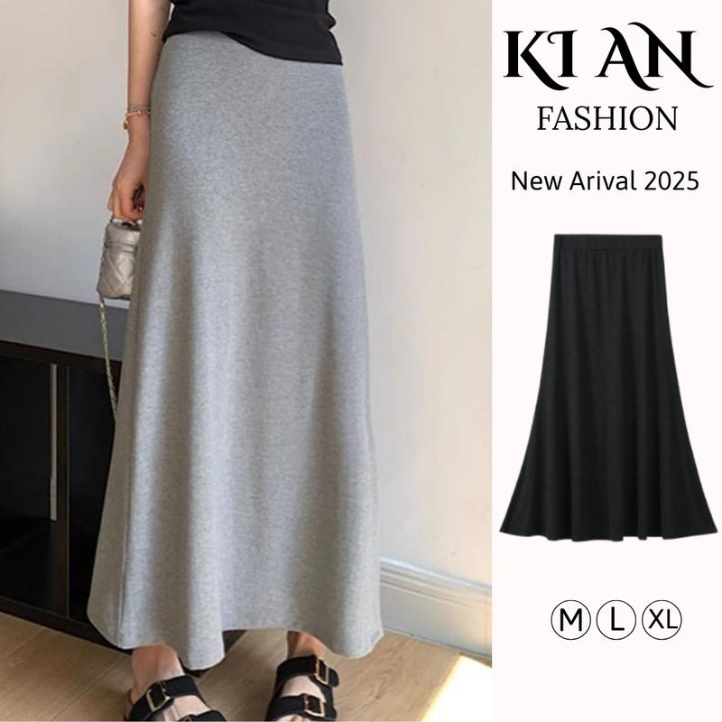 Chân váy bầu xòe Nỉ lông thỏ KiAn thiết kế dáng dài sang chảnh chân váy bầu nỉ thu đông mặc đi làm di chơi thoải mái