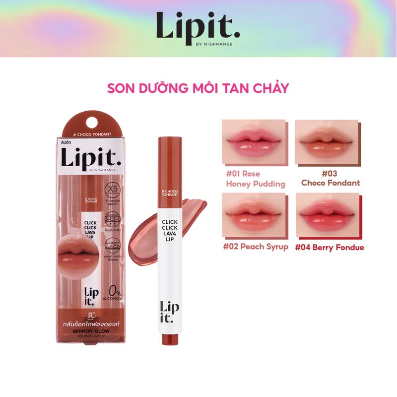  Son Dưỡng Môi Dạng Bấm Tan Chảy Hiệu Ứng Tráng Gương Lip It Click Click Lava Lip 