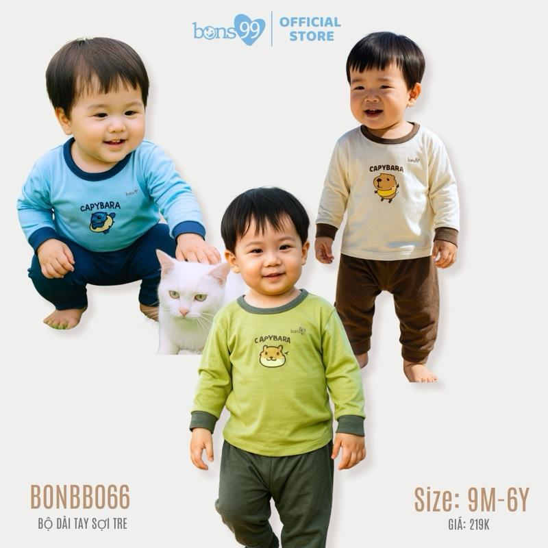 Bộ quần áo dài tay cao cấp Bons99 chất liệu sợi tre mềm mịn cho bé BONBB066