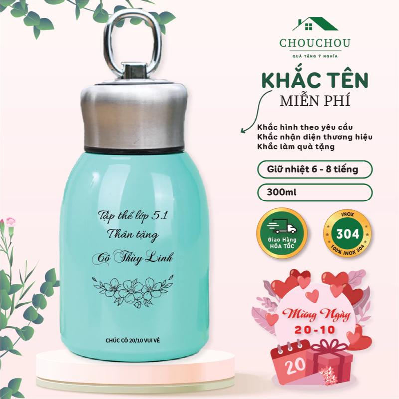  Bình Giữ nhiệt mini zwilling inox 304 cao cấp - có quai xách 300ml  Miễn Phí Khắc Tên  