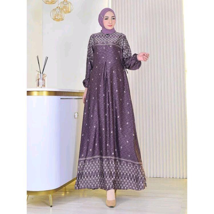 Gamis Silk Premium Pakaian muslimah Motif Terbaru Dress Silky Fashion Muslim Wanita baju syar'i mewah syari style Dewasa Remaja 2