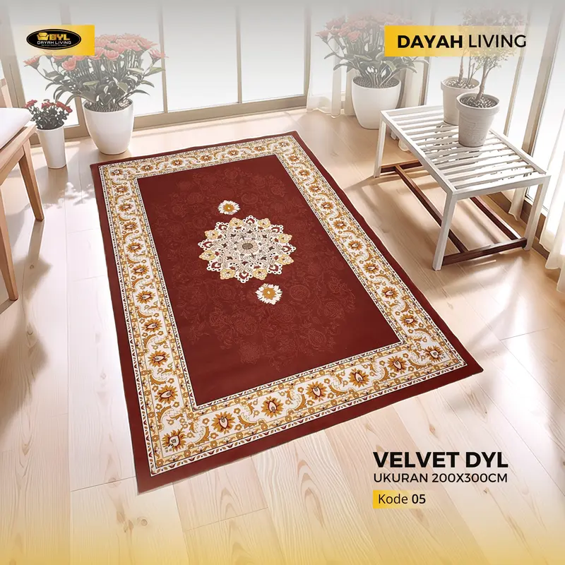 Karpet Velvet DYL Bermotif Uk 200x300cm Lantai Anti Slip Premium 2