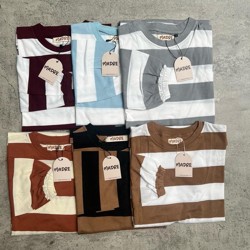 MADRE Oversize Kaos Lengan Panjang Salur Karet 2